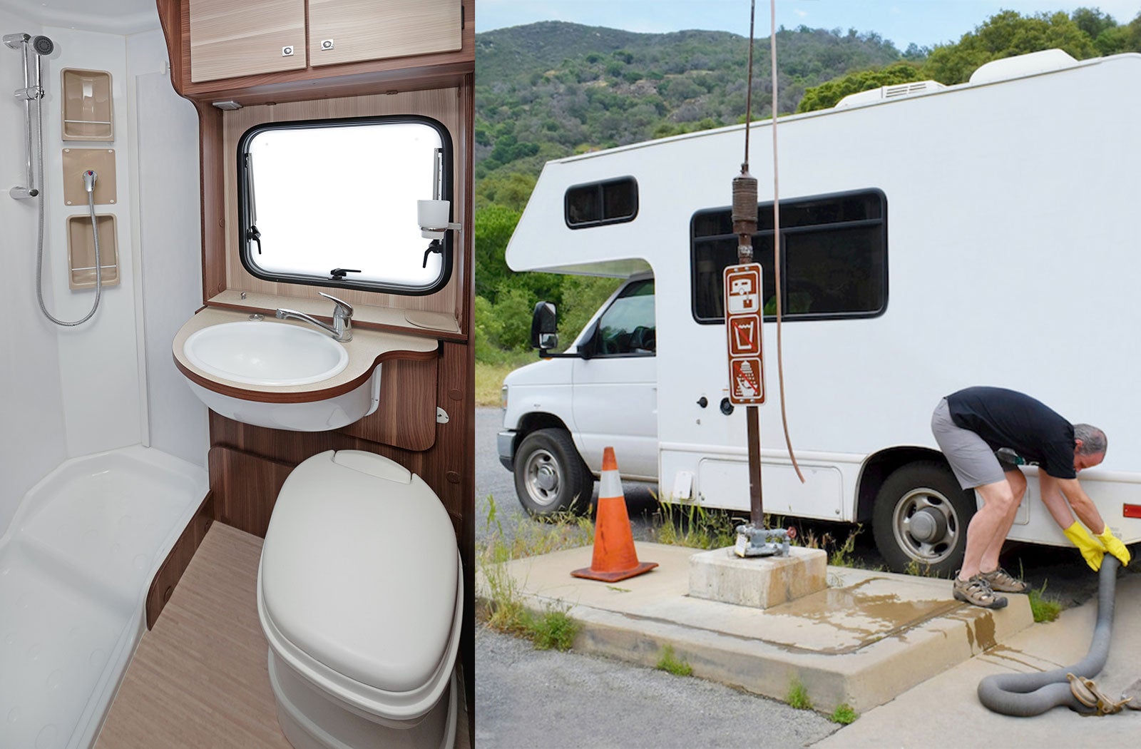 Portable RV/camper toilet and holding tank setup in Grand Junction, Colorado