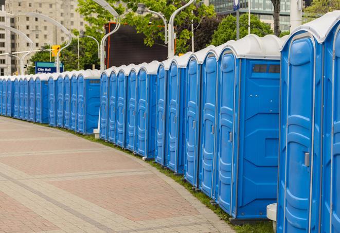 Seasonal porta potty units set up at a Grand Junction, Colorado venue